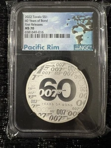 2020 Tuvalu Silver $1 James Bond 007 1 oz Pacific Rim Coin NGC MS 70 - Picture 1 of 2