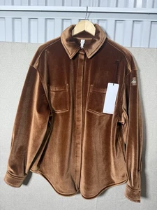 ALO Acanalado Terciopelo Mountain Side Shacket Mujer Mediano Canela Marrón Nuevo con Etiquetas - Imagen 1 de 5
