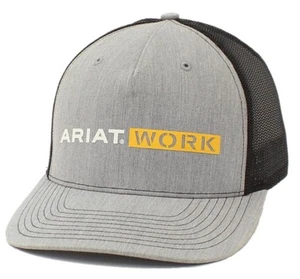 Ariat Mens Hat Baseball Cap Mesh Snap Work Logo Grey - Picture 1 of 1
