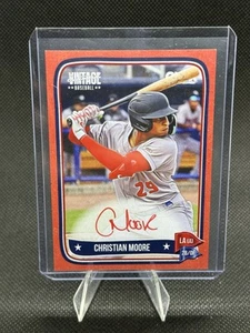 Christian Moore #/25 Rosso 2024 Onice Vintage Clr Match Auto Angels Rookie Prospect - Foto 1 di 2