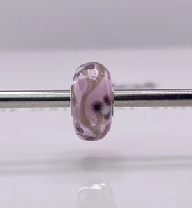 Trollbeads Rosa Fiore Vetro Perlina Argento Sterling Nucleo Ritirato Raro - Foto 1 di 5