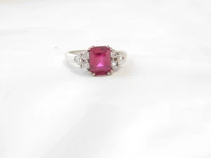 Sterling Silver Lab Creat\ed Ruby Ring W/accents R1349 - Picture 1 of 5