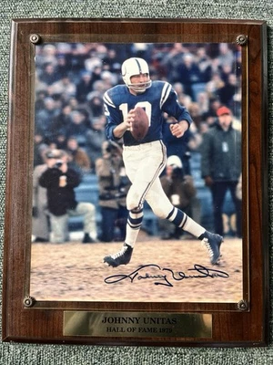 Johnny Unitas Autographed Baltimore Colts 8x10 Football Photo Plaque HOF 79- COA - Image 1 of 4