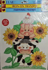 FARMYARD FRIENDS PLAID IRON-ON TRANSFER YOUR CHOICE UNOPENED PACKAGES VINTAGE - Picture 1 of 5