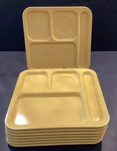 CARLISLE 4 Compartment Divided Cafeteria School Daycare Camping Food Tray Yellow - Picture 1 of 8