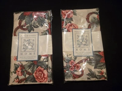 Nuevo Navidad Vacaciones Poinsettia 4 Tela Servilletas de Cena 17" x 17" Envío Gratis Foto 1 de 4