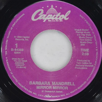 BARBARA MANDRELL Mirror Mirror CAPITOL B 44383 VG+ 45 RPM 1988 Country 7" Folk Foto 1 de 4