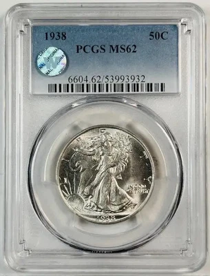 1938 P Walking Liberty Half Dollar PCGS MS-62 Sight White - Image 1 of 3