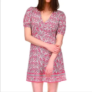 Michael Kors Womens Puff Sleeve Floral Border Empire Waist Dress, Rose Pink, XL - Picture 1 of 4