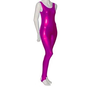NEW  Metallic Tank Top Long Leg Stirrup Unitard Catsuit  Rose Red Adult XS - Picture 1 of 3