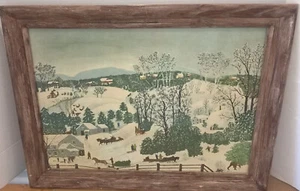 Grandma Moses Art Out For the Christmas Trees 22x28 Oak Frame Arthur Jaffe Print - Picture 1 of 24