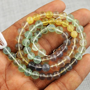 100.00 Cts / 13 Inches Earth Mined Multicolor Fluorite Drilled Beads Strand - Picture 1 of 2