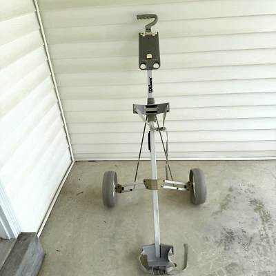 Wilson Golf Push Pull Cart Metal Frame Gray Folding Collapsible Adjustable - Image 1 of 4