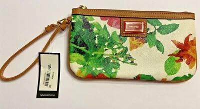 NUEVO CON ETIQUETAS Nine West Multicolor Floral Muñequera Bolso sin asas Cartera Bolso de mano f Foto 1 de 4