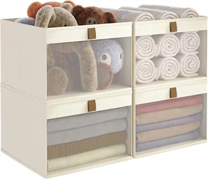 Storage Bins with Clear Window, Linen Closet Organizers and Storage, Closet Stor - Picture 1 of 12