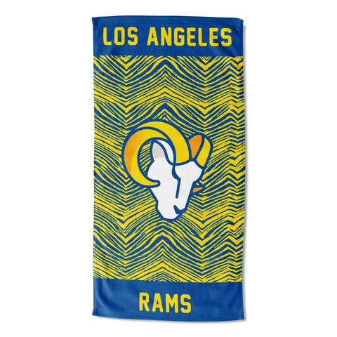 Northwest Los Angeles Rams NFL Classic Zebra Print Beach Towel, 30x60 Cover