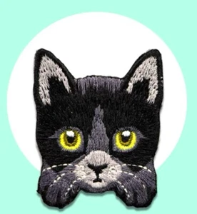 Black Cat Self Adhesive Embroidered Patch Sticker - Picture 1 of 2