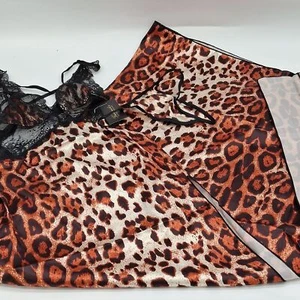 Frederick's of Hollywood Gown Womens Small Rosalina Rose Lace & Satin Leopard S - Picture 1 of 12