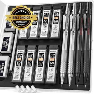 4 Pack Metal Mechanical Pencil Set 0.5 mm & 0.7mm with Case, Artist Pencil MP... - Picture 1 of 8