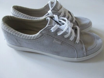 Keds Women Light Gray Striped Lace Up Canvas Sneaker Size 6 & 7.5 New - Image 1 of 4