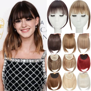 US Real Thick Bangs Clip in Front Fringe AS Human Hair Extensions Fake Topper - Picture 1 of 61