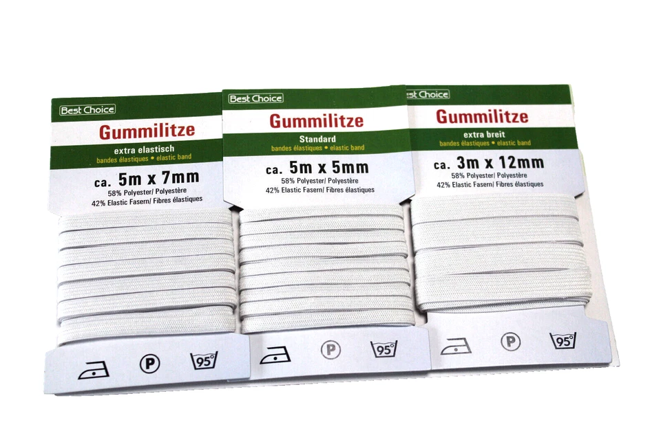 26 Meter Gummilitze Gummi Gummiband Schlüpfergummi weiß