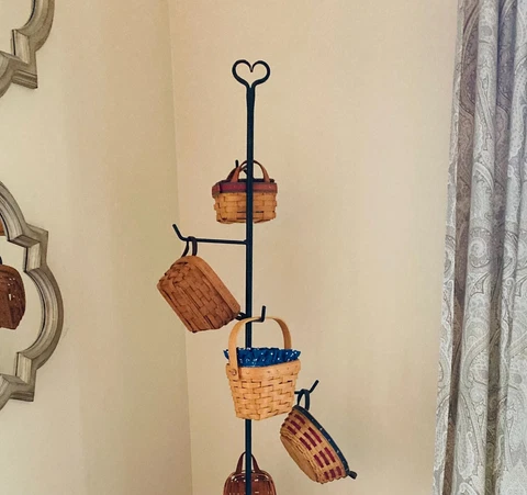 Basket Stand Holder | Basket Hanger Display Tree Rack | Rustic Home Décor Cover