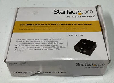 StarTech PM1115U2 10/100 Mbps Ethernet to USB 2.0 Network LPR Print Server - Image 1 of 4