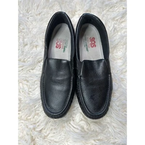 SAS Shoe Womens 10 Twin Slip On Black No Laces Leather Loafer Support Comfort - Picture 1 of 11