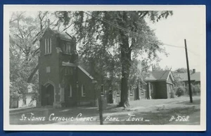 Adel Iowa ia St John's Catholic Church Real Photo Postcard RPPC - Picture 1 of 2