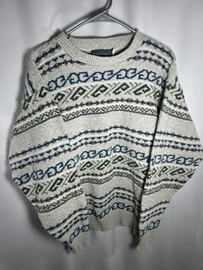 Vintage Kenneth Roberts Sweater Men's Large Cotton Pullover USA Made 100% Cotton - Picture 1 of 13