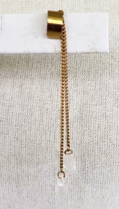 Vintage Gold Tone Ear Cuff Chain Dangle Acrylic Briolettes Single Earring 3-5/8" - Picture 1 of 6