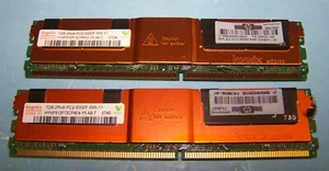 Hynix 2GB (2X 1GB) PC2-5300F DDR2 Memory Modules Orange HYMP512F72CP8N3-Y5 - Picture 1 of 2