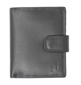 Mens RFID Real Leather Wallet With Large Zip Coin Pocket & ID Window 1080 BLACK - Picture 1 of 6