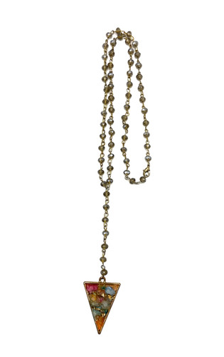 VETEMENTS Collana con ciondolo goccia Y perline triangolo pietra cristallo pietra preziosa Drusy multicolore