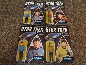 Lot 4 Star Trek Funko ReAction Figure 3.75" Spock Sulu McCoy Uhura Series 1 NEW - Picture 1 of 21