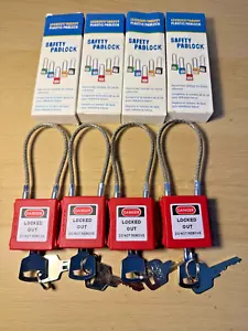 4 x Technik Sicherheits-Vorhängeschloss Seil Langbalken Verriegelungsschild Isolationsschloss Set 667 - Bild 1 von 3
