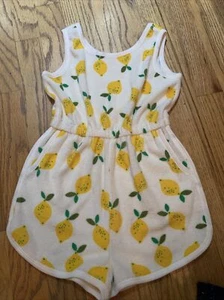 Hanna Andersson Terrycloth Lemon Romper With Pockets-100 4T - Picture 1 of 5