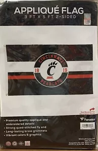 CINCINNATI BEARCATS APPLIQUE EMBROIDERED 3'X5' 2 SIDED FLAG NEW WINCRAFT 👀 - Picture 1 of 3