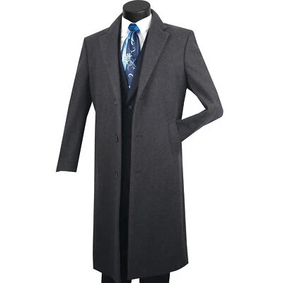 VINCI Men's Charcoal Gray 3-Button 48" Long Regular Fit Topcoat - NEW - Image 1 of 3