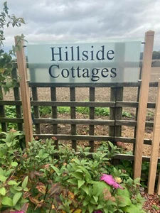 Oak House Sign with Post, Carved, Personalised Custom Engraved Wooden Plaque - Picture 1 of 6