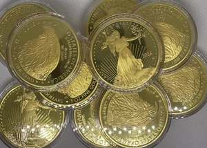 2024 Liberty Lot Of 10x 1 Oz .999 Gold Plated Commemorative Coins (10x Coins) - Picture 1 of 6