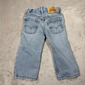 Pantalones de mezclilla Levi’s de pierna recta desgastados usados en 100 % algodón azul lavado claro talla 2T - Imagen 1 de 16