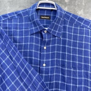 Paul Stuart Shirt Mens size XL 100% linen blue Canada designer casual preppy - Picture 1 of 13