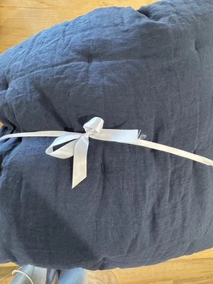 Pottery Barn Belgian Flax Linen Comforter Full Queen Midnight / Navy Blue - Image 1 of 4