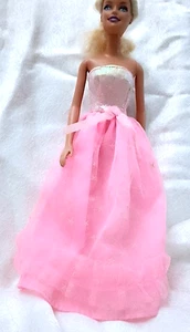 B159 - BARBIE 80s abito lungo rosa chiffon con stelle glow - Foto 1 di 5