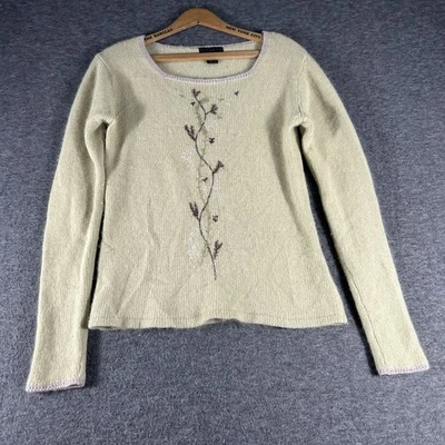 Suéter Vintage Lã de Cordeiro Verde Angorá Floral Cottage Core Grandmacore Tamanho M - Imagem 1 de 4