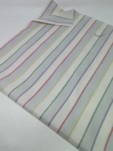 Red Blue Green Yellow Thin Stripes On White Poly Cotton Blend Fabric 31" X 44" - Picture 1 of 5