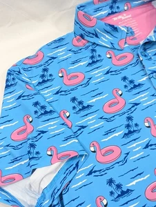 Neu ohne Etikett Birdie Bound hell neonblau Flamingo Float Golf Polo XL Pullover - Bild 1 von 8