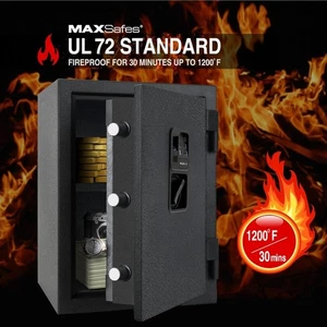 Maxsafes Fireproof Safe, 2.0 Cu ft Steel Security Safe, with Biometric Finger Ve - Picture 1 of 5